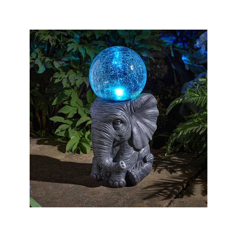 Cute Elephant Orb Solar Powered Garden Light Up Gazing Ball Decor