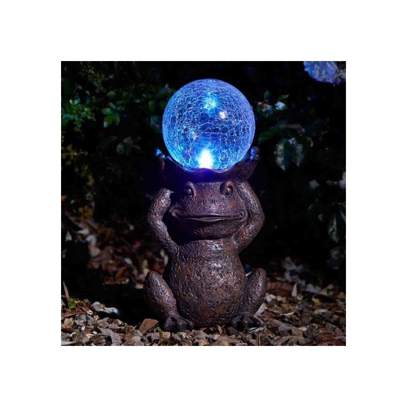 Cute Gazing Frog Solar Powered Garden Light Up Gazing Ball Decor