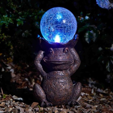 Cute Gazing Frog Solar Powered Garden Light Up Gazing Ball Decor