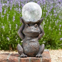 Cute Gazing Frog Solar Powered Garden Light Up Gazing Ball Decor