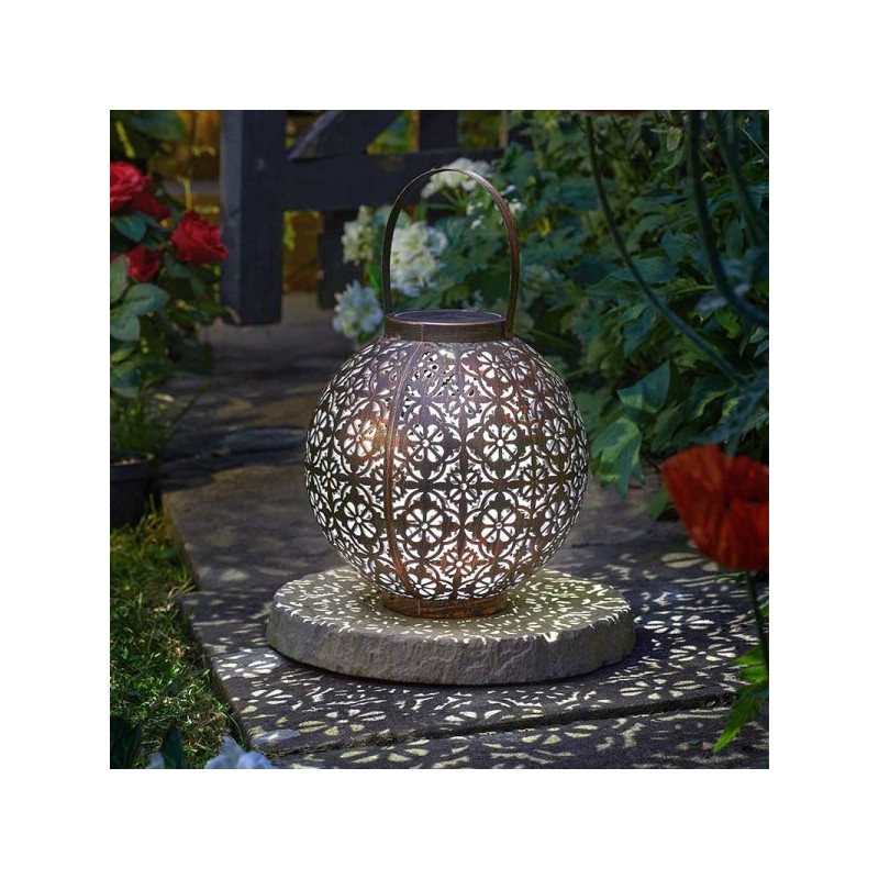 Large Beautiful Boulette Solar Powered Garden Lantern Silhouette Effect