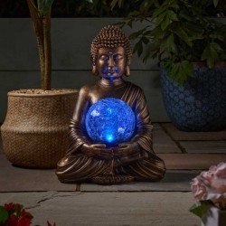 Cute Gazing Buddha Solar Powered Garden Light Up Gazing Ball Decor